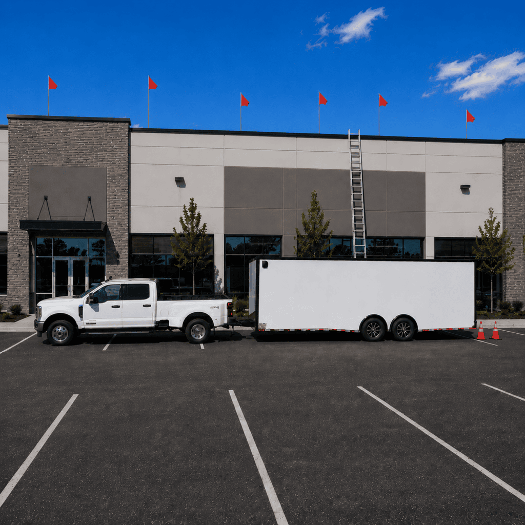 Pinnacle Roof Restoration example of truck and job trailer used when subcontracting