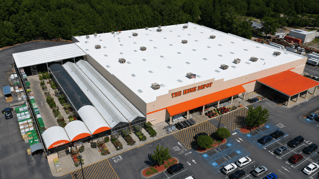 Commercial flat roof restoration on industrial building